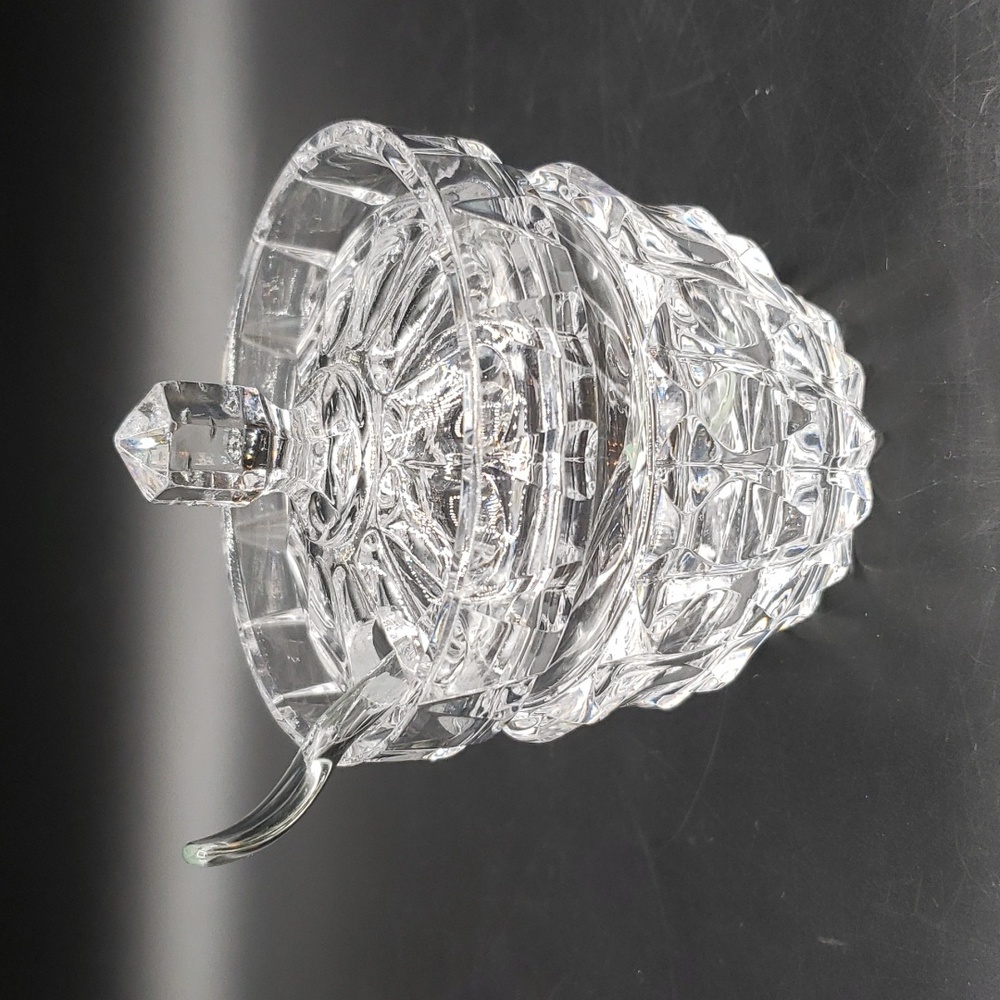 Vintage Crystal lidded jelly/sugar dish with spoon.